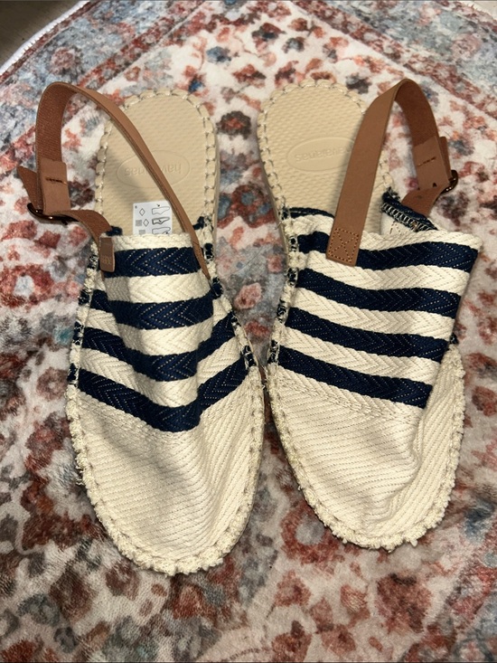 Havaianas Shoes - Havaianas Women’s Navy Striped Espadrille Slingback Sandals